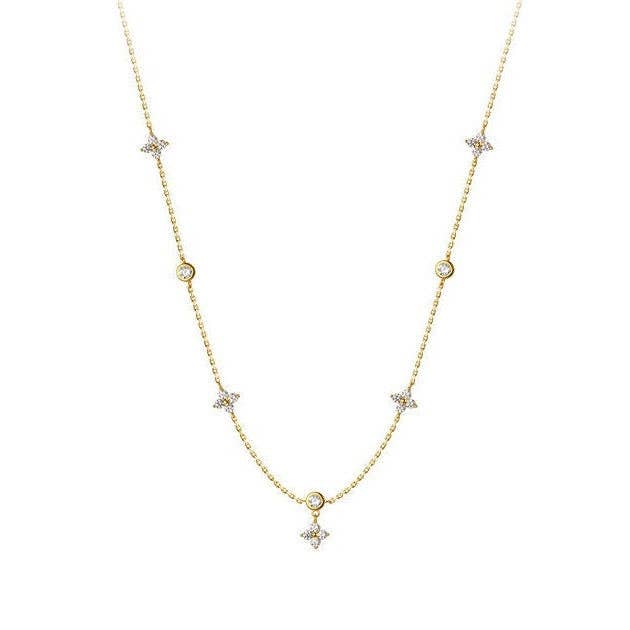 Four Petal Flower Friendship Necklace in 925 Sterling Silver