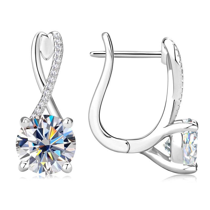 Moissanite Mobius Latch Back Earrings in 925 Sterling Silver