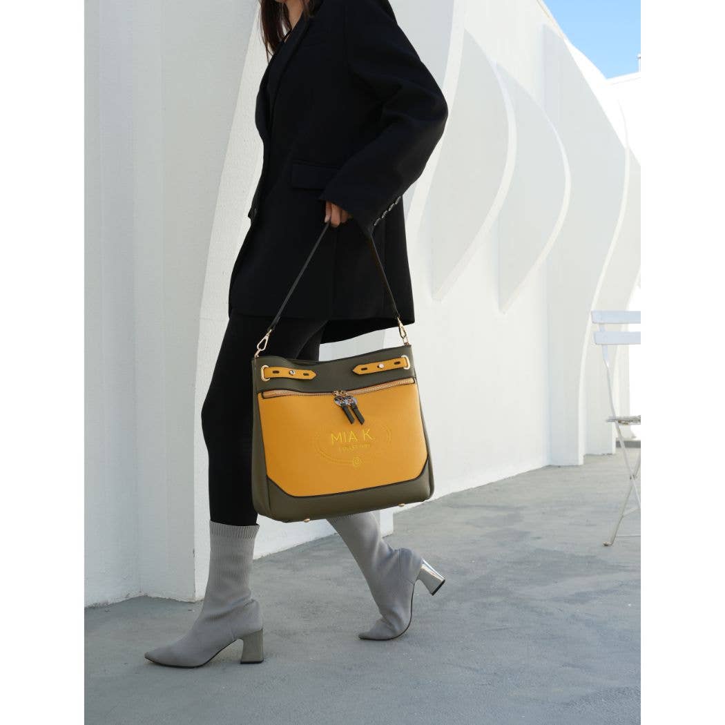Evie two-tone Vegan Leather Women’s Shoulder bag by Mia k