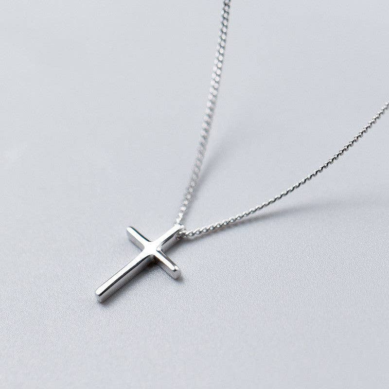 Dainty Cross Charm Pendant Necklace in 925 Sterling Silver Gold Plated