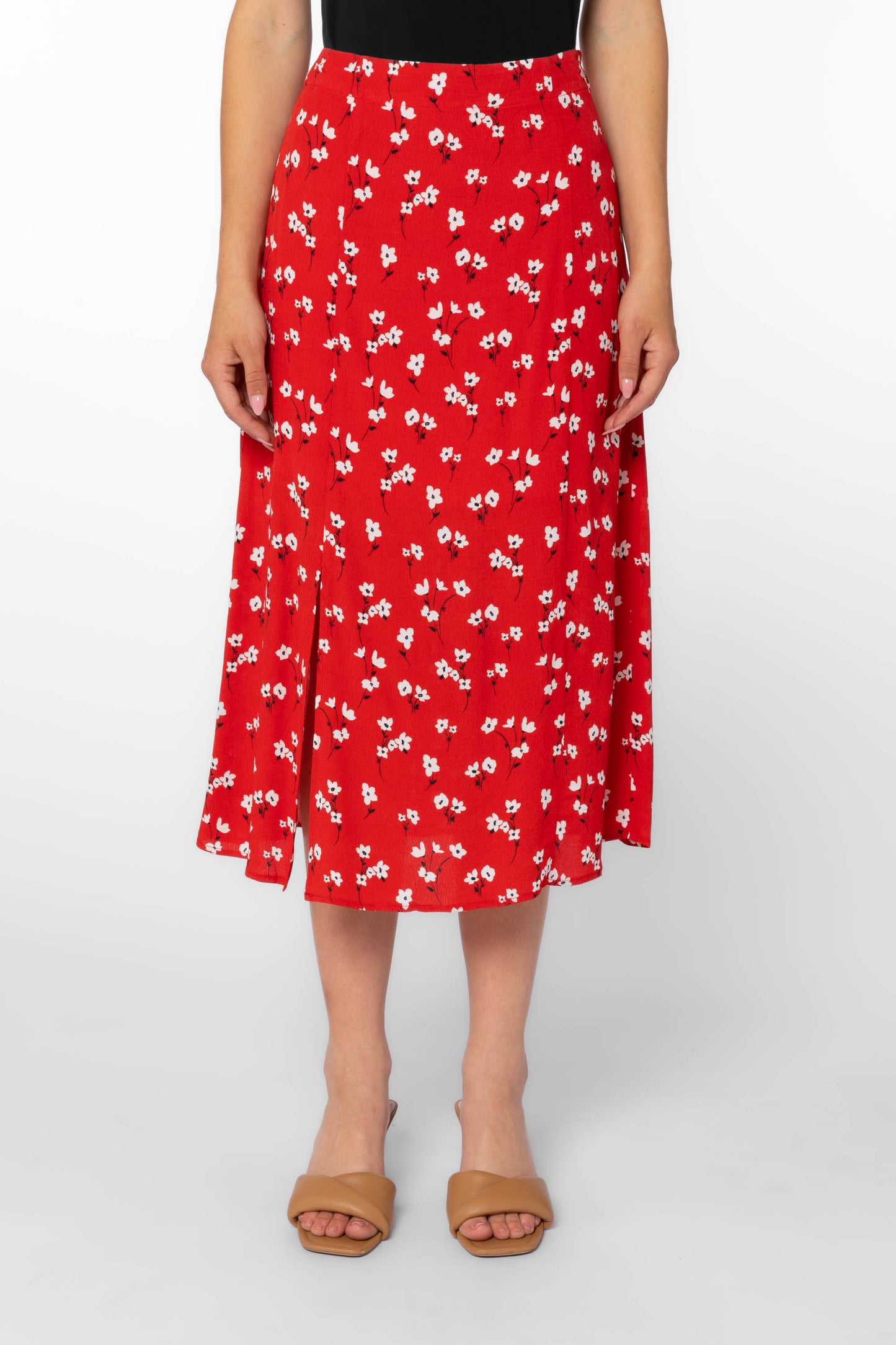 Jody Red Poppy Midi Skirt