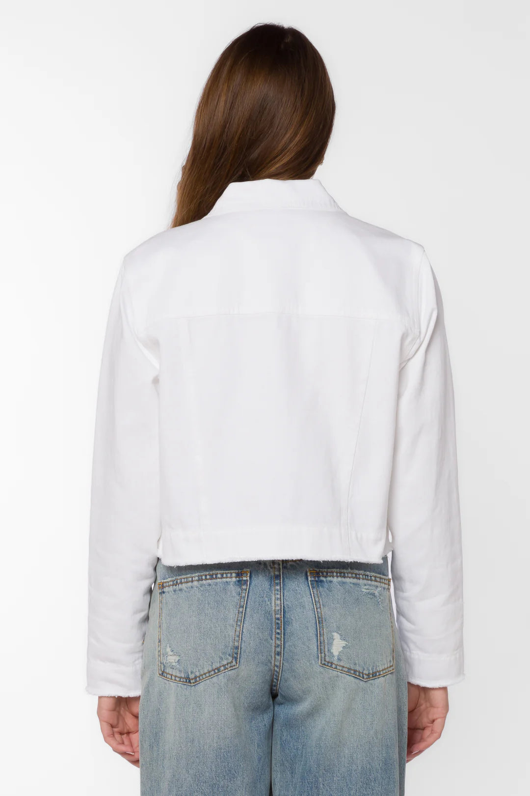 Larue Cropped Soft Denim Jacket Optic White