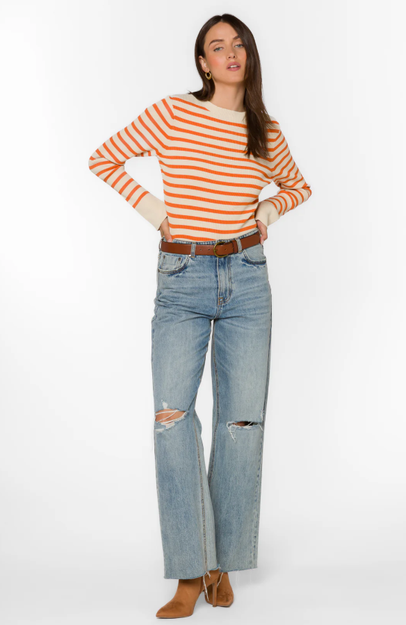 Teresa Off White Copper Stripe Sweater