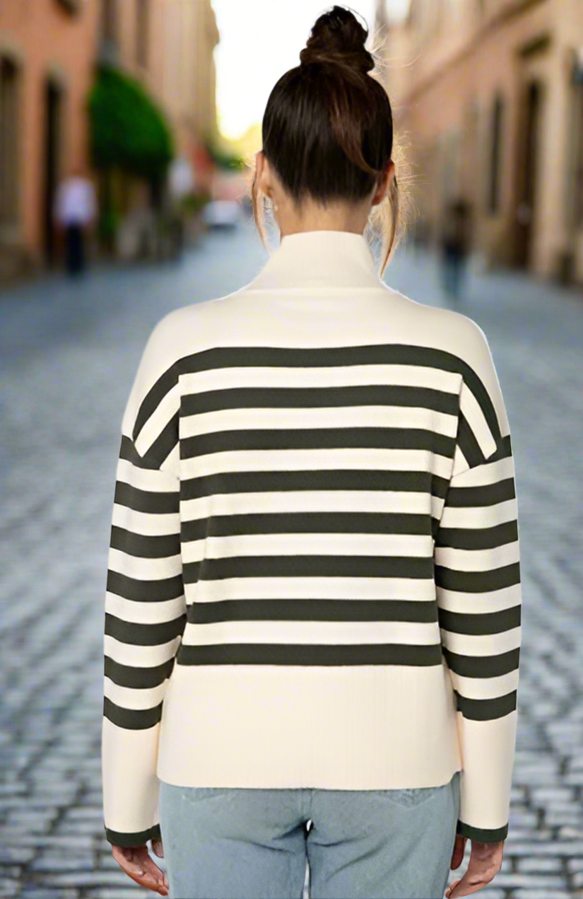CADEN Stripe Sweater Green