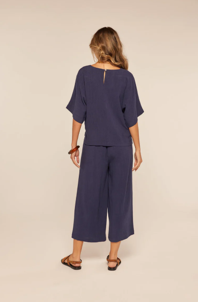 LINEN NAVY KIM TOP