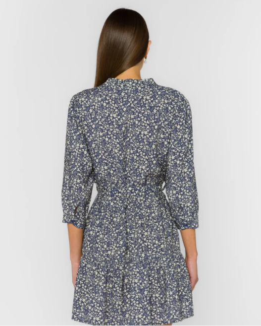 Noelle’s Long Sleeve V~neck dress Midnight Flower