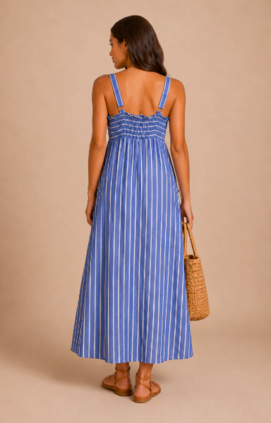 KP DEANA BLUE STRIPE DRESS