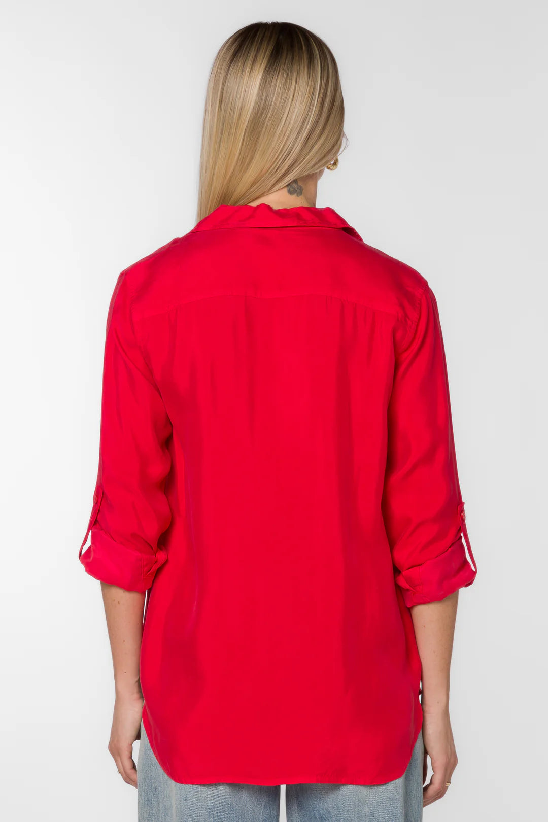 Talma Rolled Tab Button Down Shirt Red