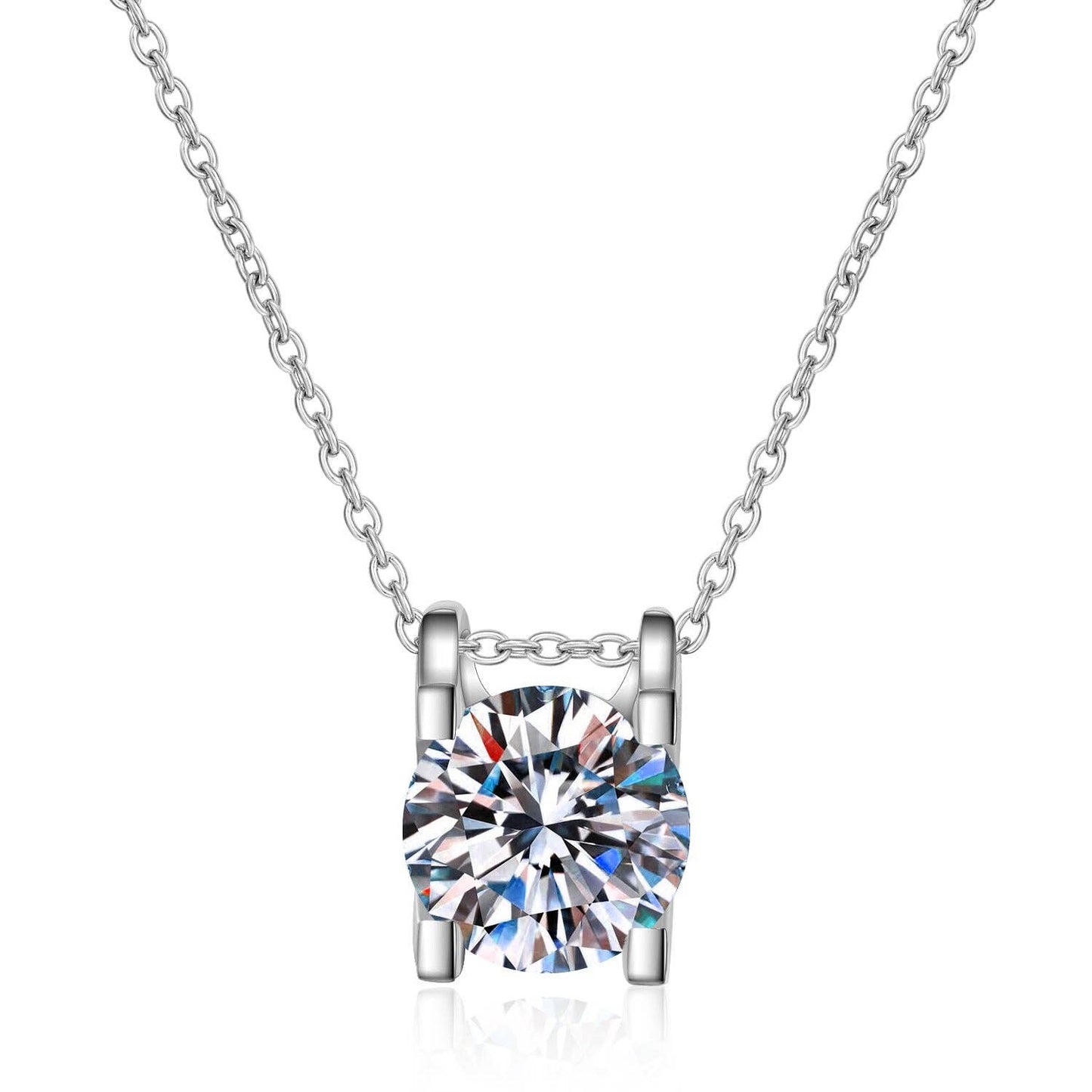 Dainty Moissanite Pendant Necklace in 925 Sterling Silver