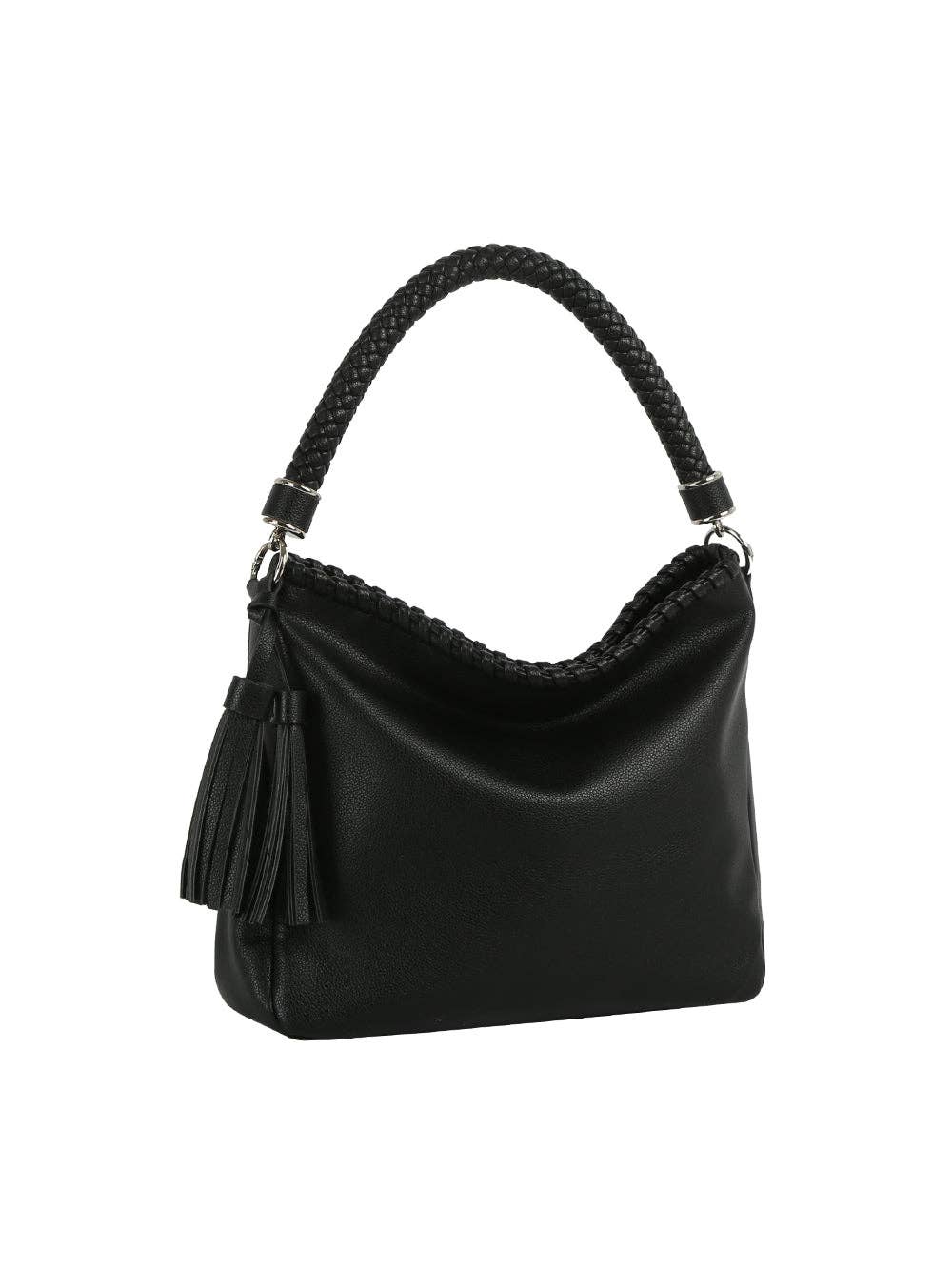 Woven Handle Tassel Hobo Bag