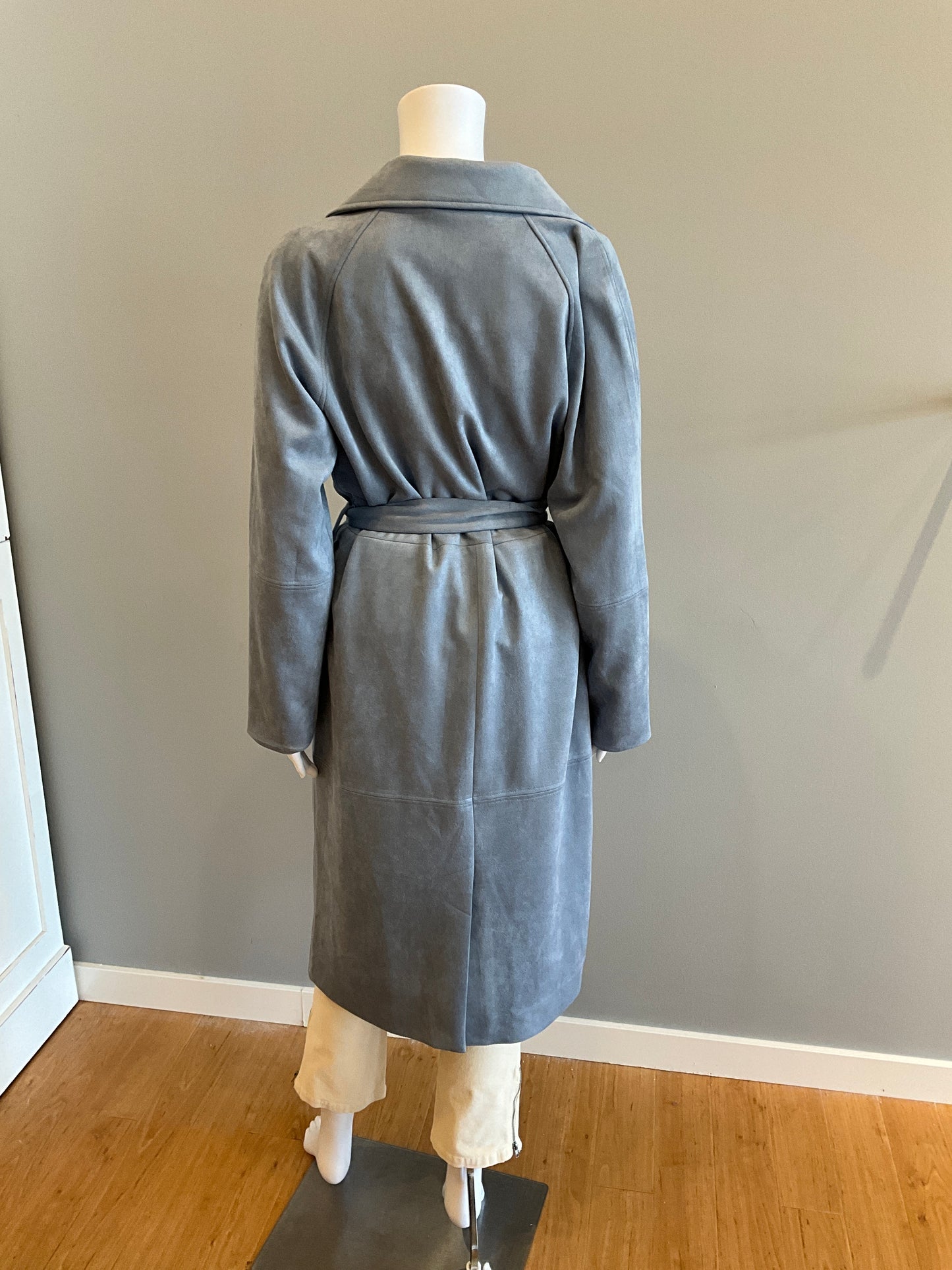 FAUX STRETCH TRENCH STEELE BLUE
