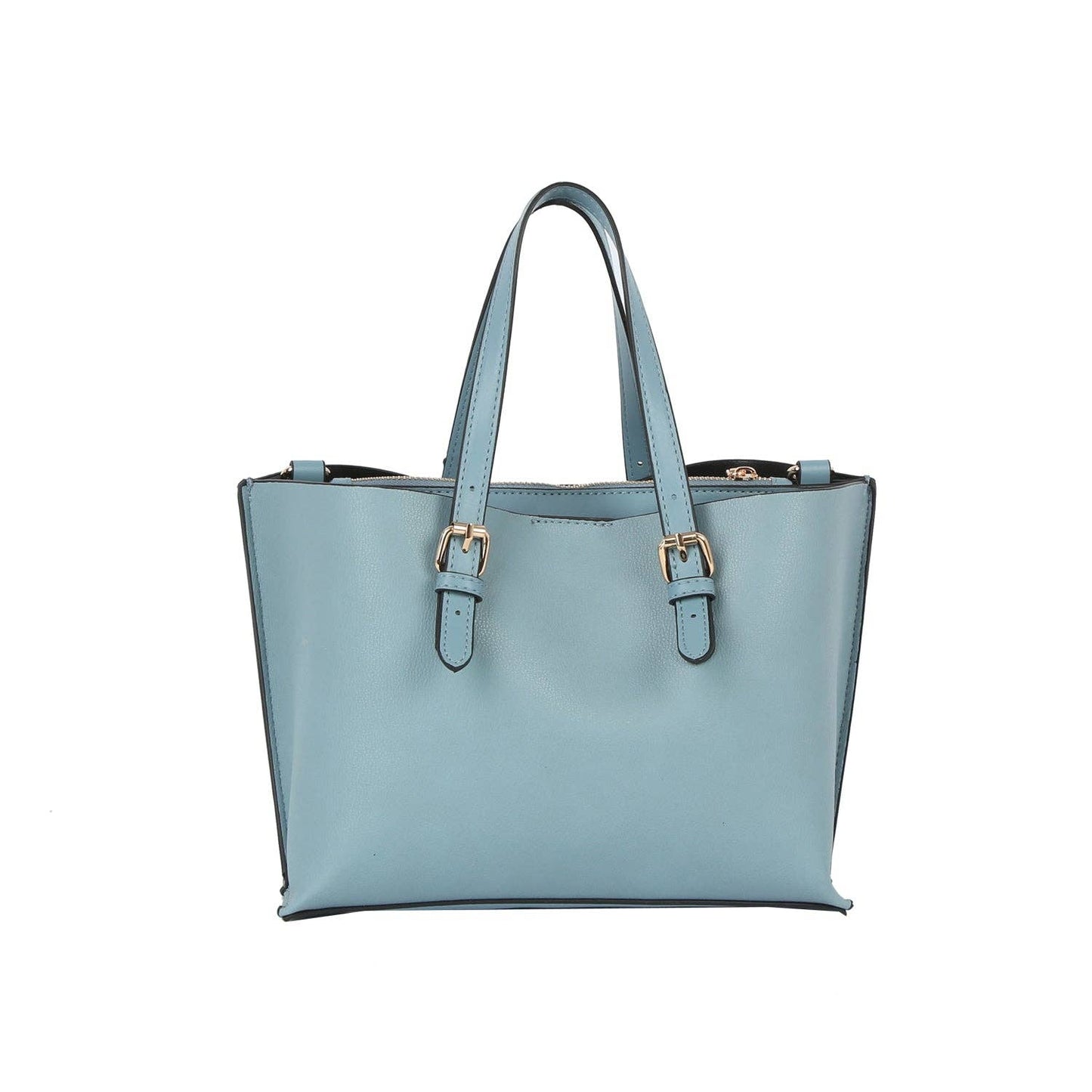 Buckle Strap Structured Satchel Tote