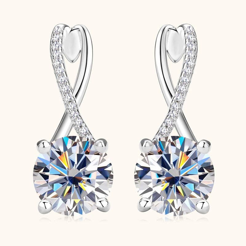 Moissanite Mobius Latch Back Earrings in 925 Sterling Silver