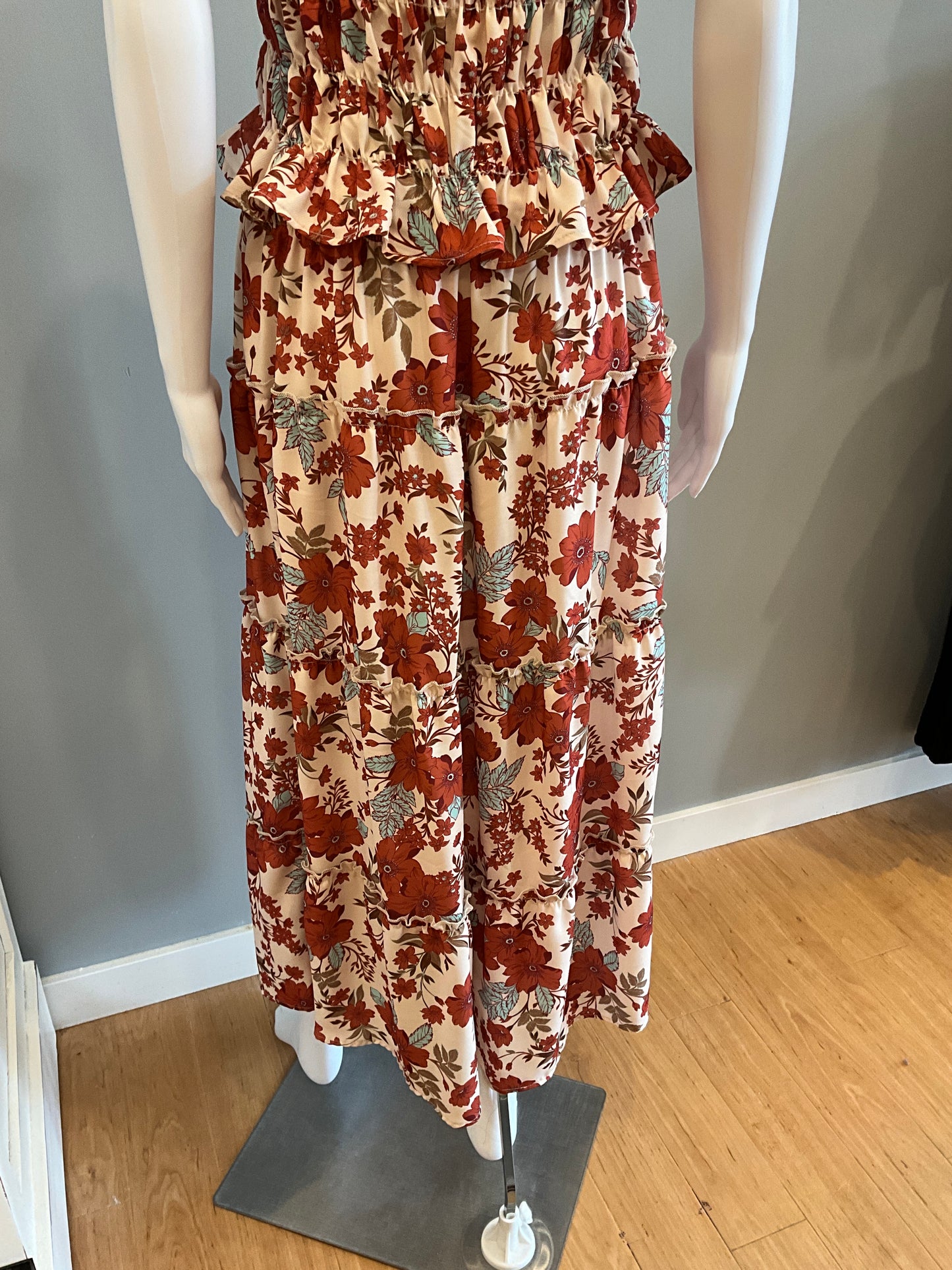 Alexandra Printed Crepe Skirt Beige/Orange