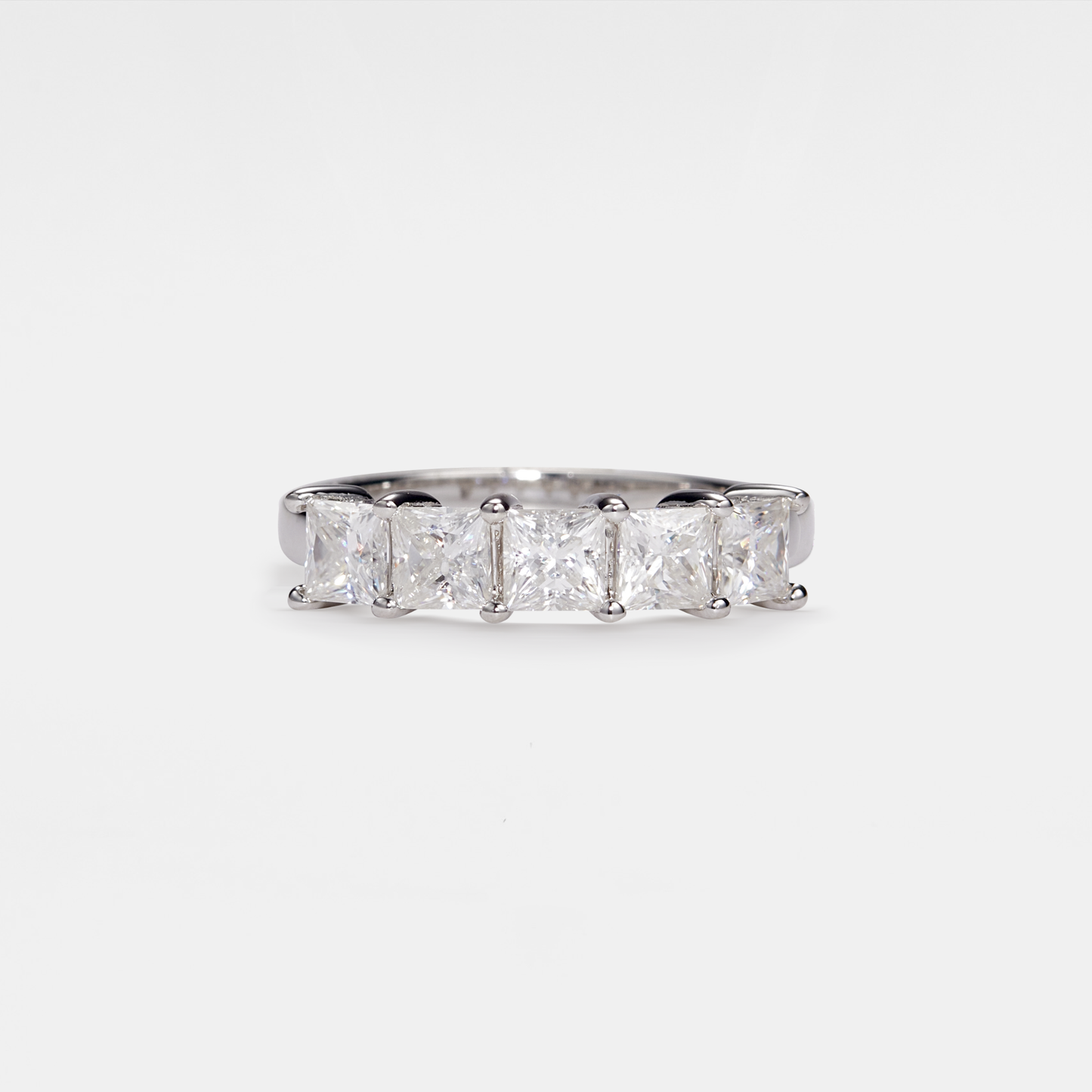 Square Moissanite Engagement Ring in 925 Sterling Silver