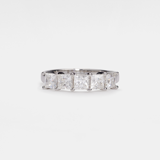 Square Moissanite Engagement Ring in 925 Sterling Silver