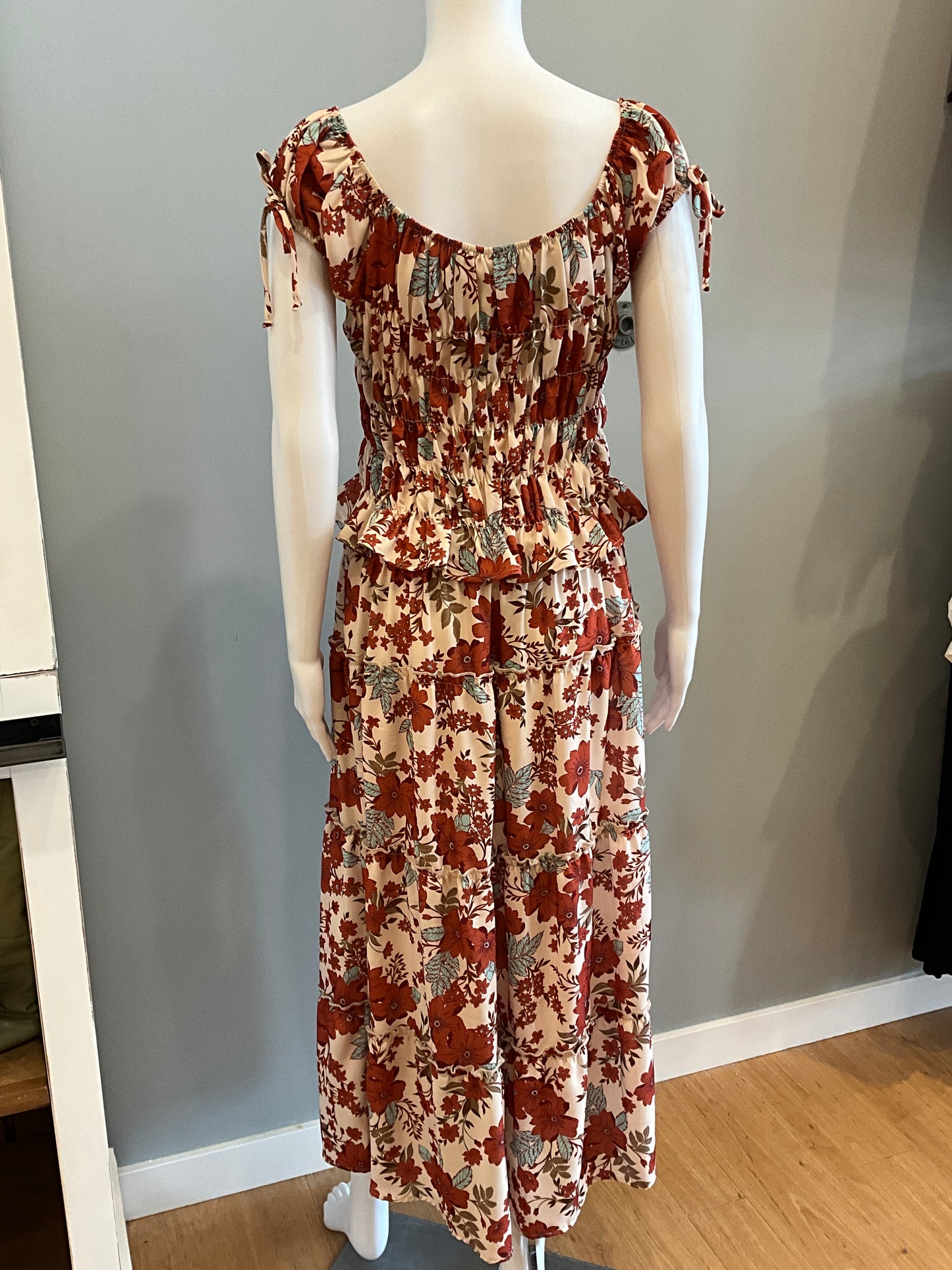 Stella Printed Crepe Top Beige/Orange