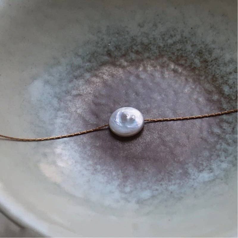 Baroque Pearl Heart Clover Round Necklace in Stainless Steel