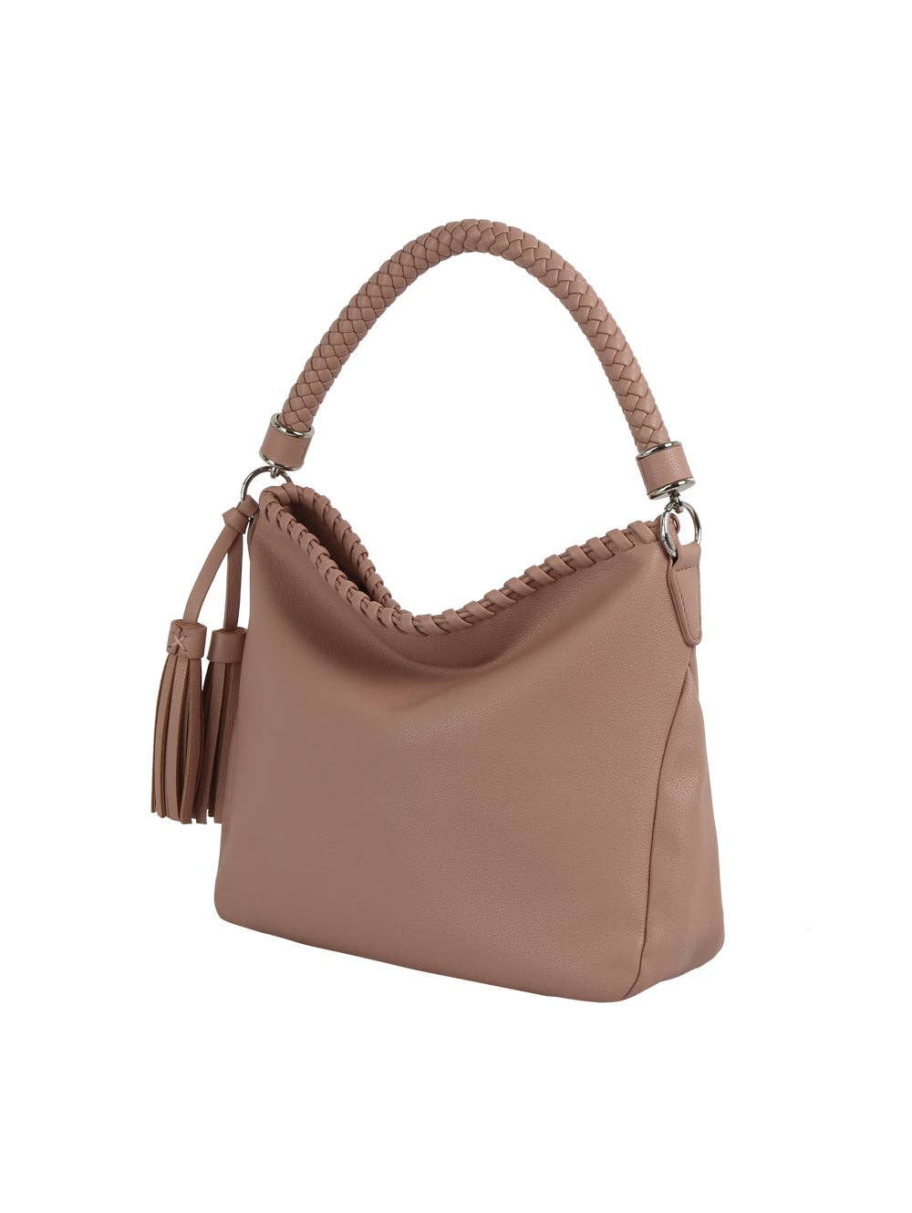 Woven Handle Tassel Hobo Bag