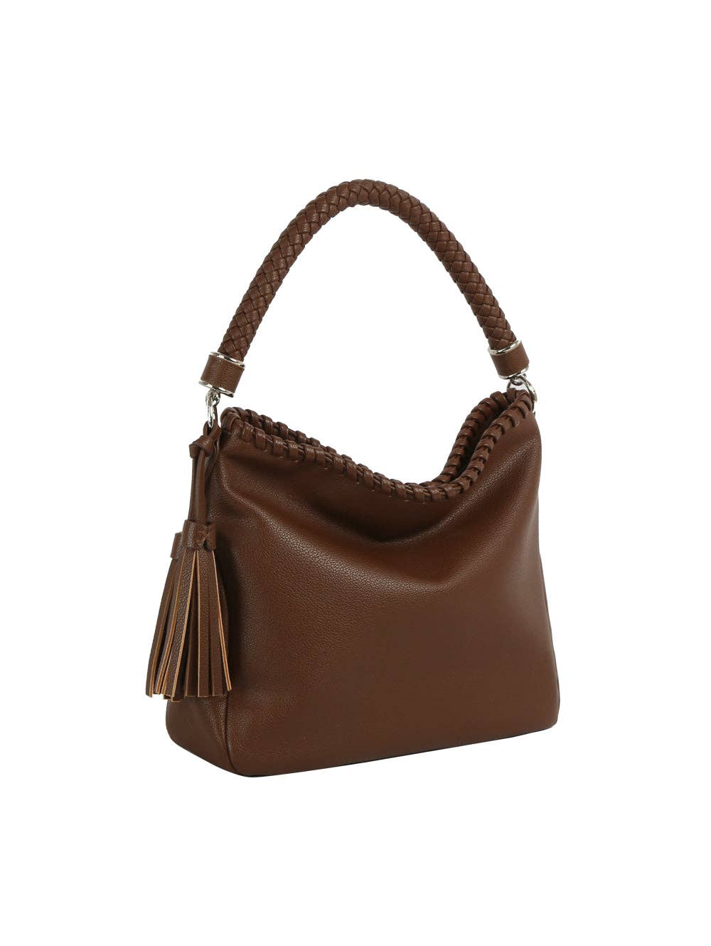 Woven Handle Tassel Hobo Bag