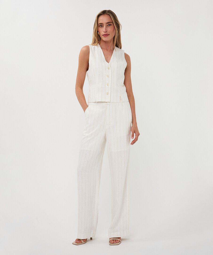 Esqualo Gilet Short Linen Striped Vest