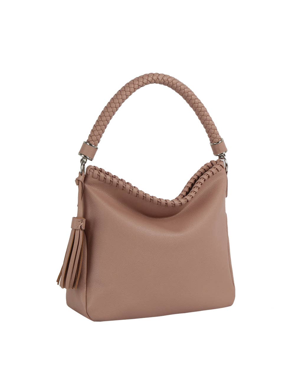 Woven Handle Tassel Hobo Bag