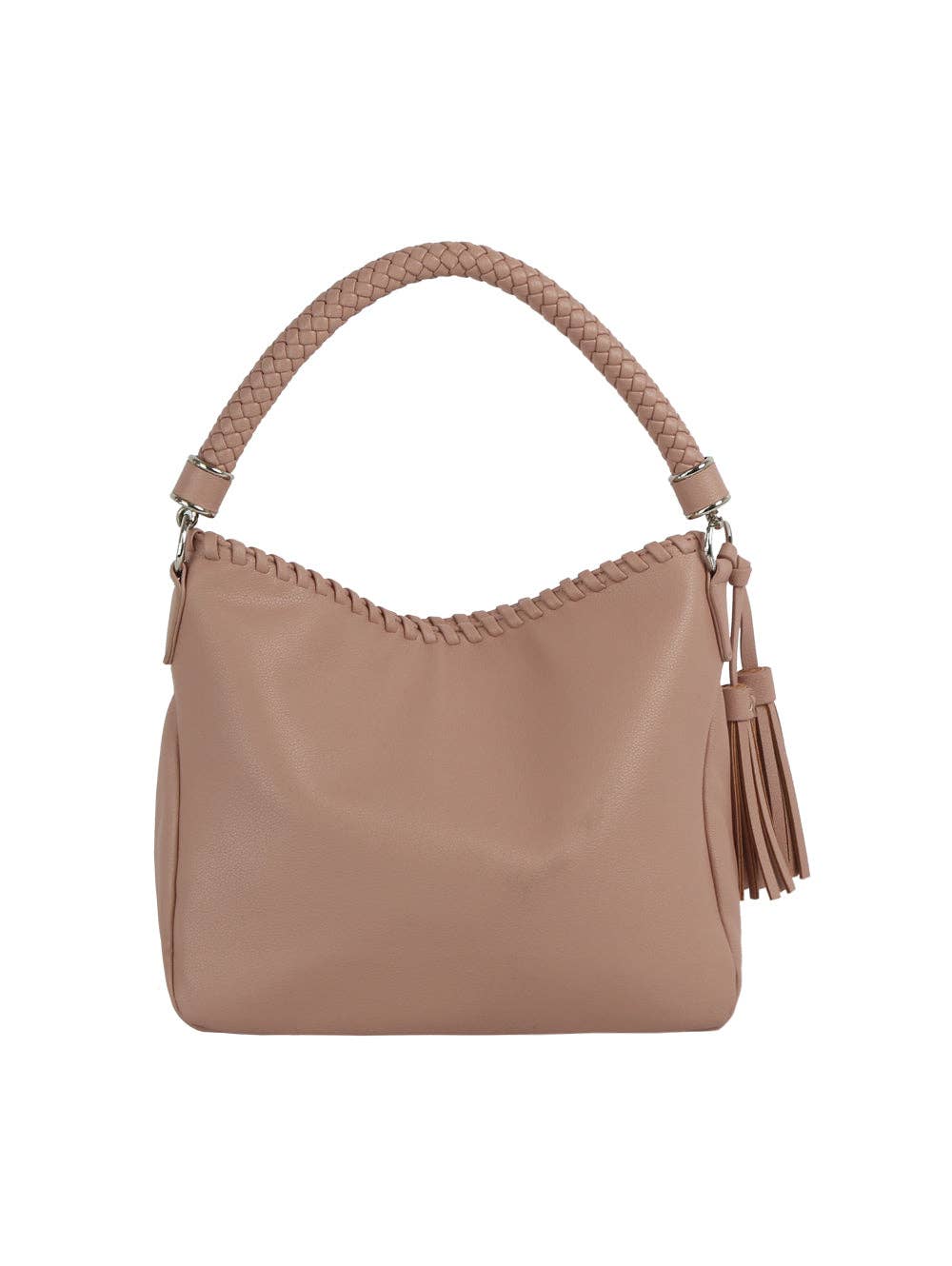 Woven Handle Tassel Hobo Bag