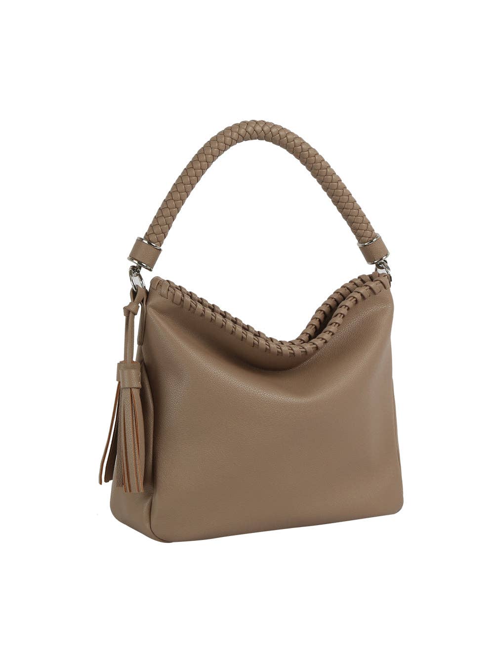 Woven Handle Tassel Hobo Bag
