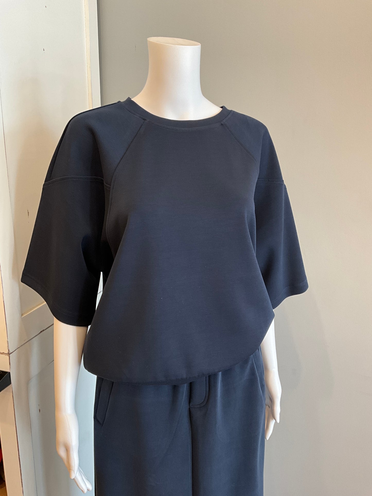 NAVY POLY TOP