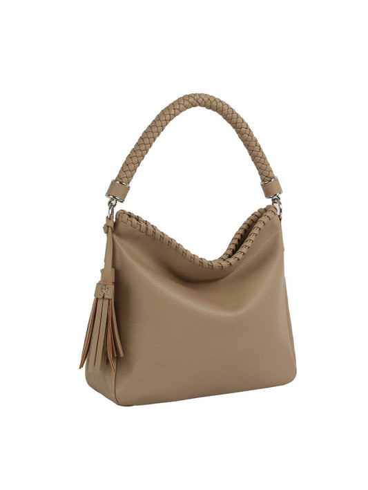 Woven Handle Tassel Hobo Bag