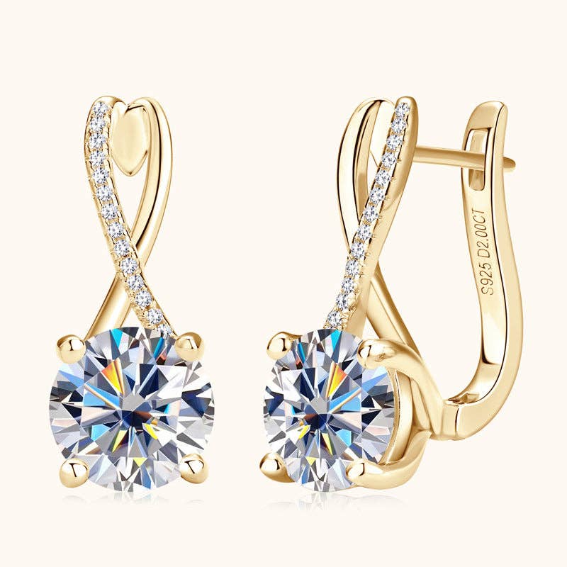 Moissanite Mobius Latch Back Earrings in 925 Sterling Silver