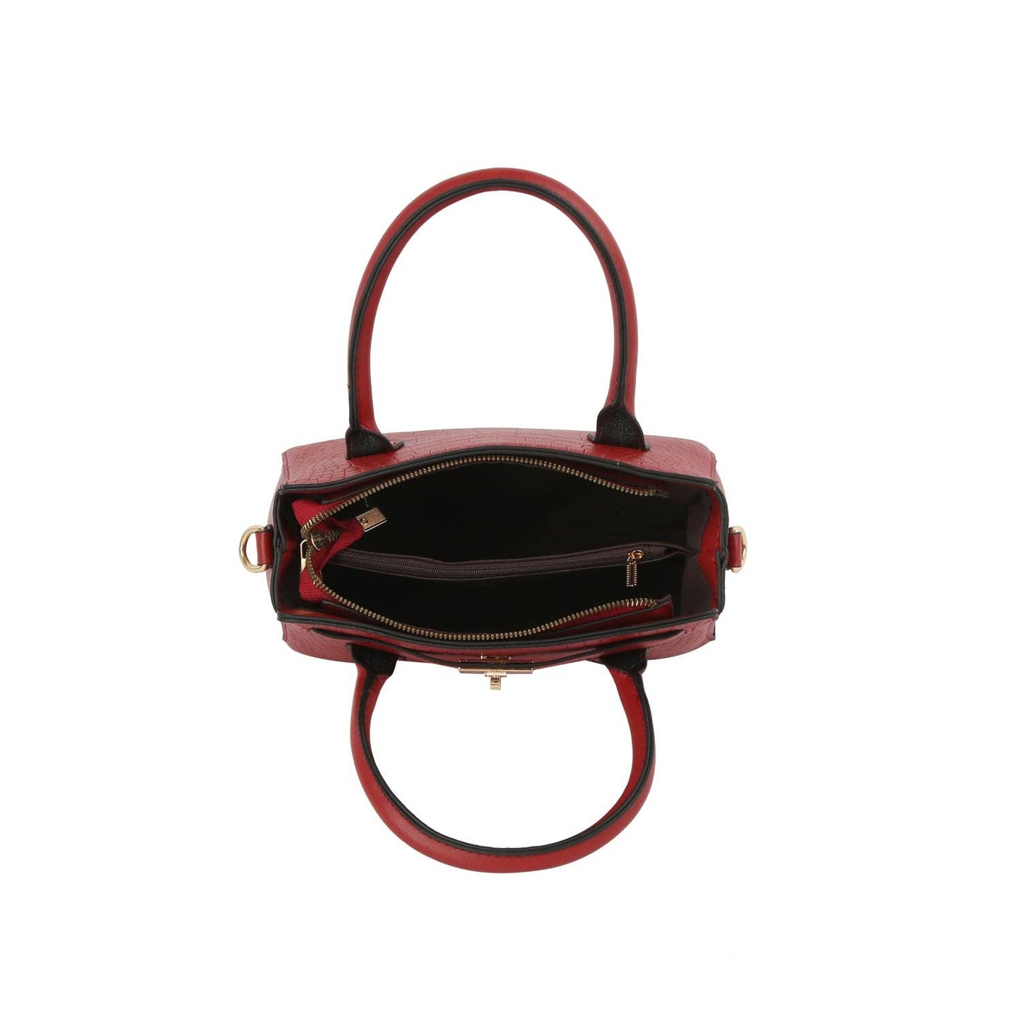 Croc-Embossed Structured Top-Handle Handbag