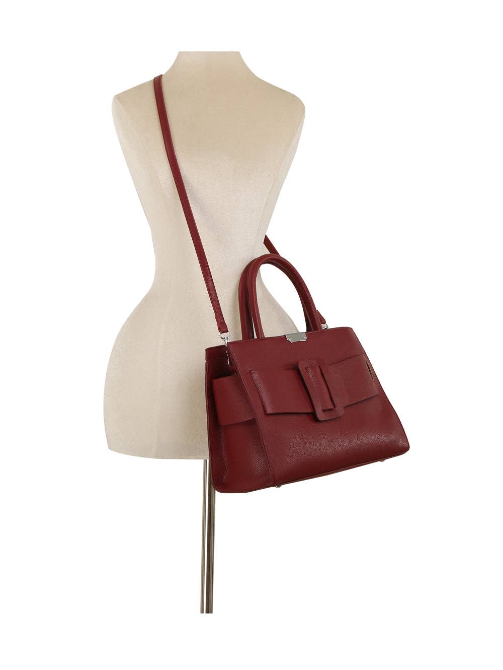 Buckle Accented Structured Tote