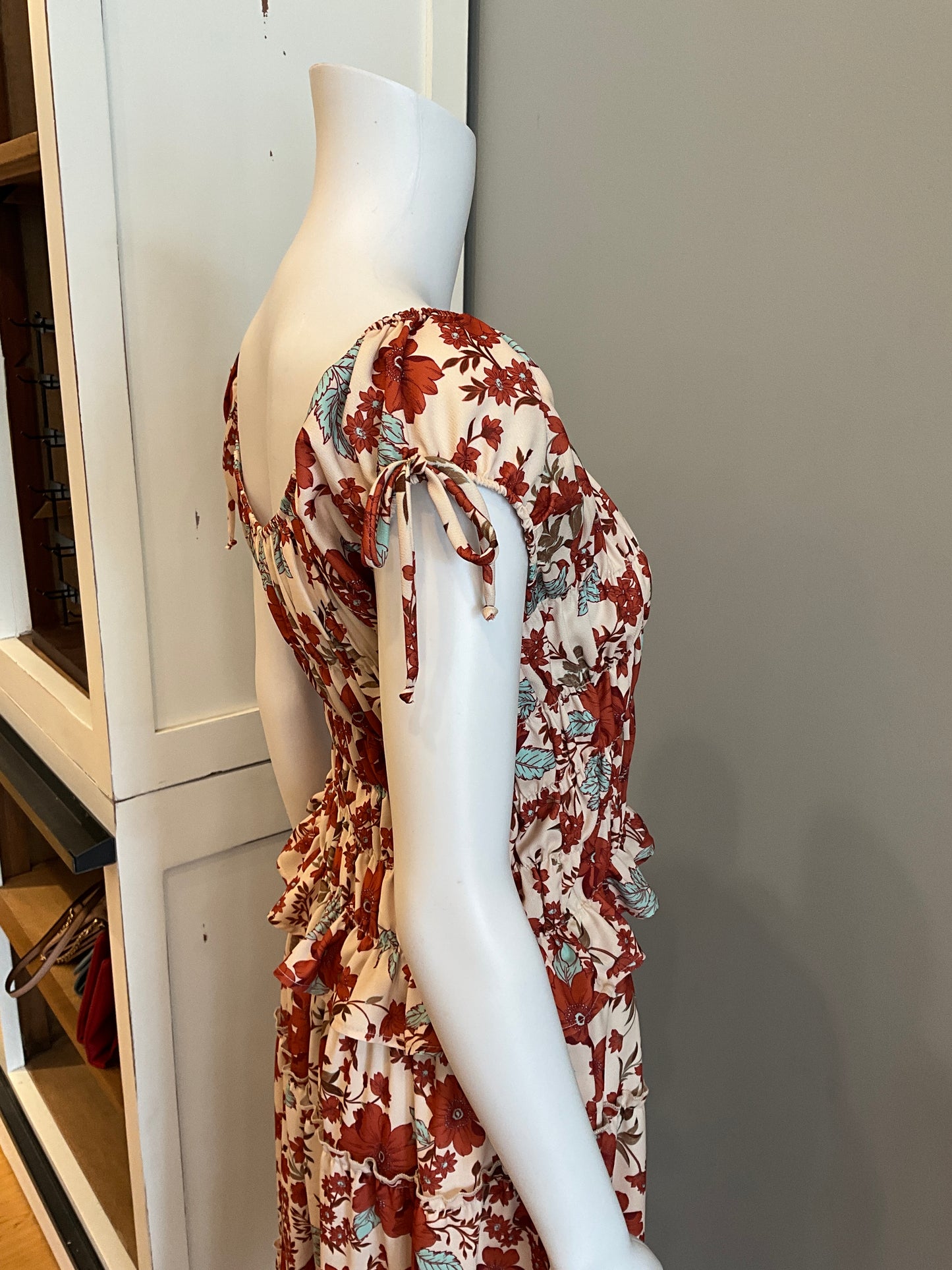 Stella Printed Crepe Top Beige/Orange