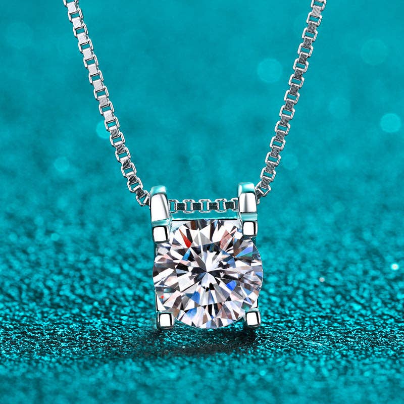 Dainty Moissanite Pendant Necklace in 925 Sterling Silver