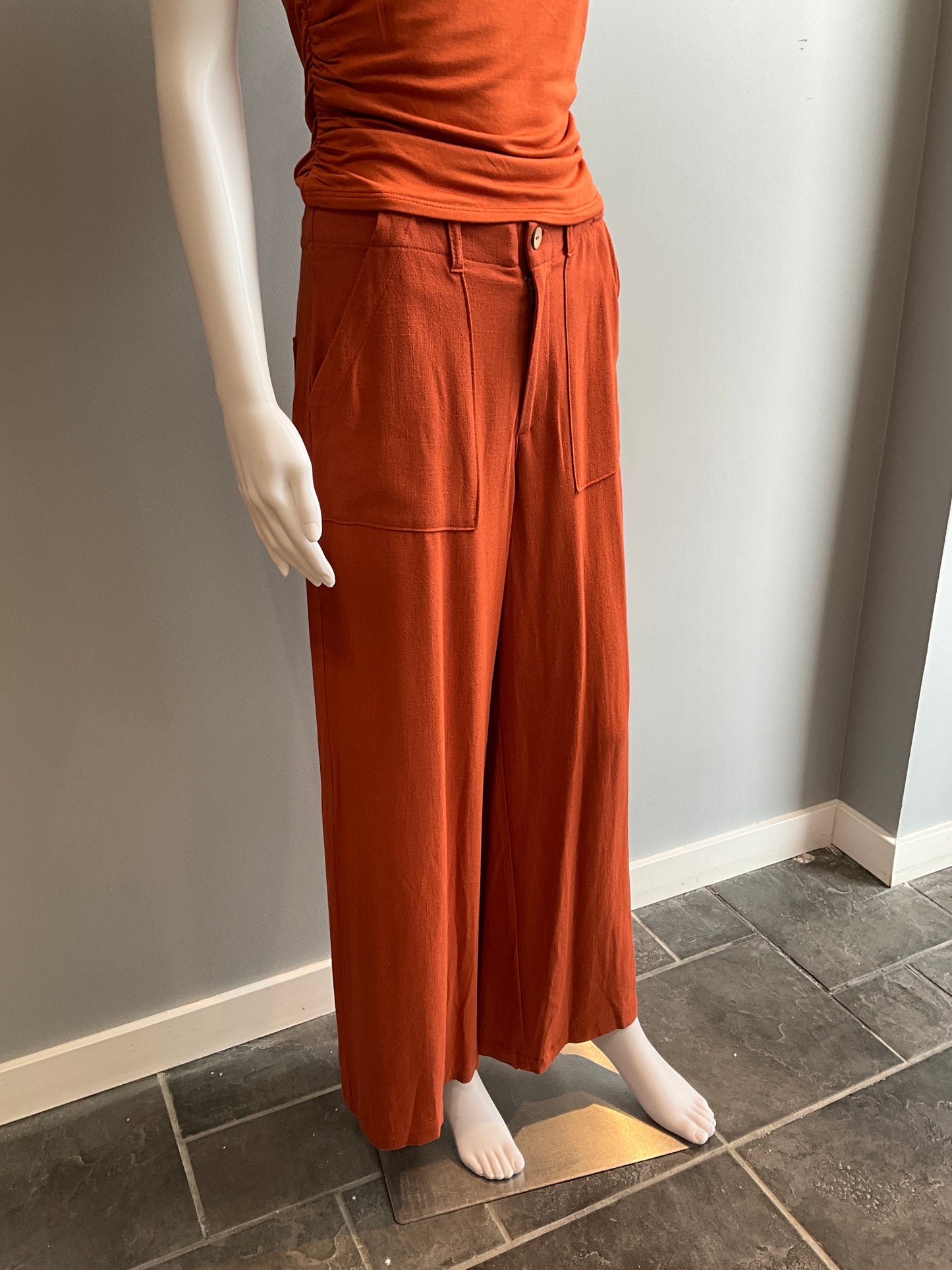 Zari Linen Pant Rust