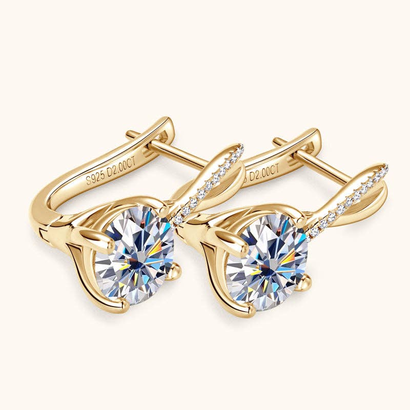 Moissanite Mobius Latch Back Earrings in 925 Sterling Silver