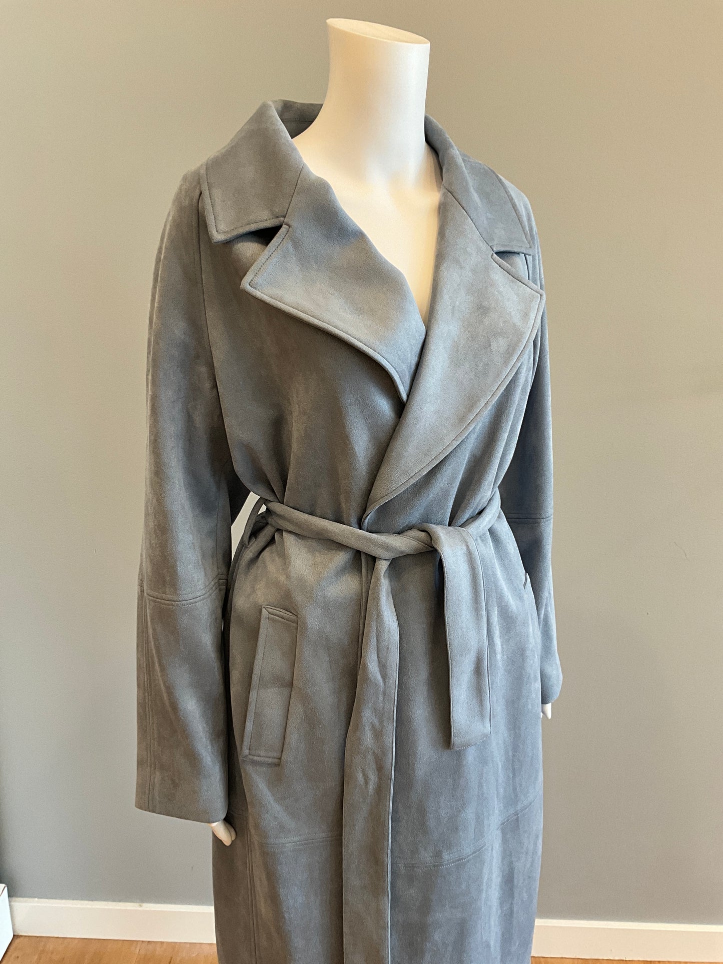 FAUX STRETCH TRENCH STEELE BLUE