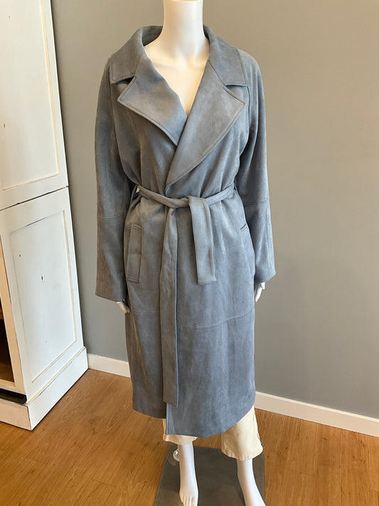 FAUX STRETCH TRENCH STEELE BLUE