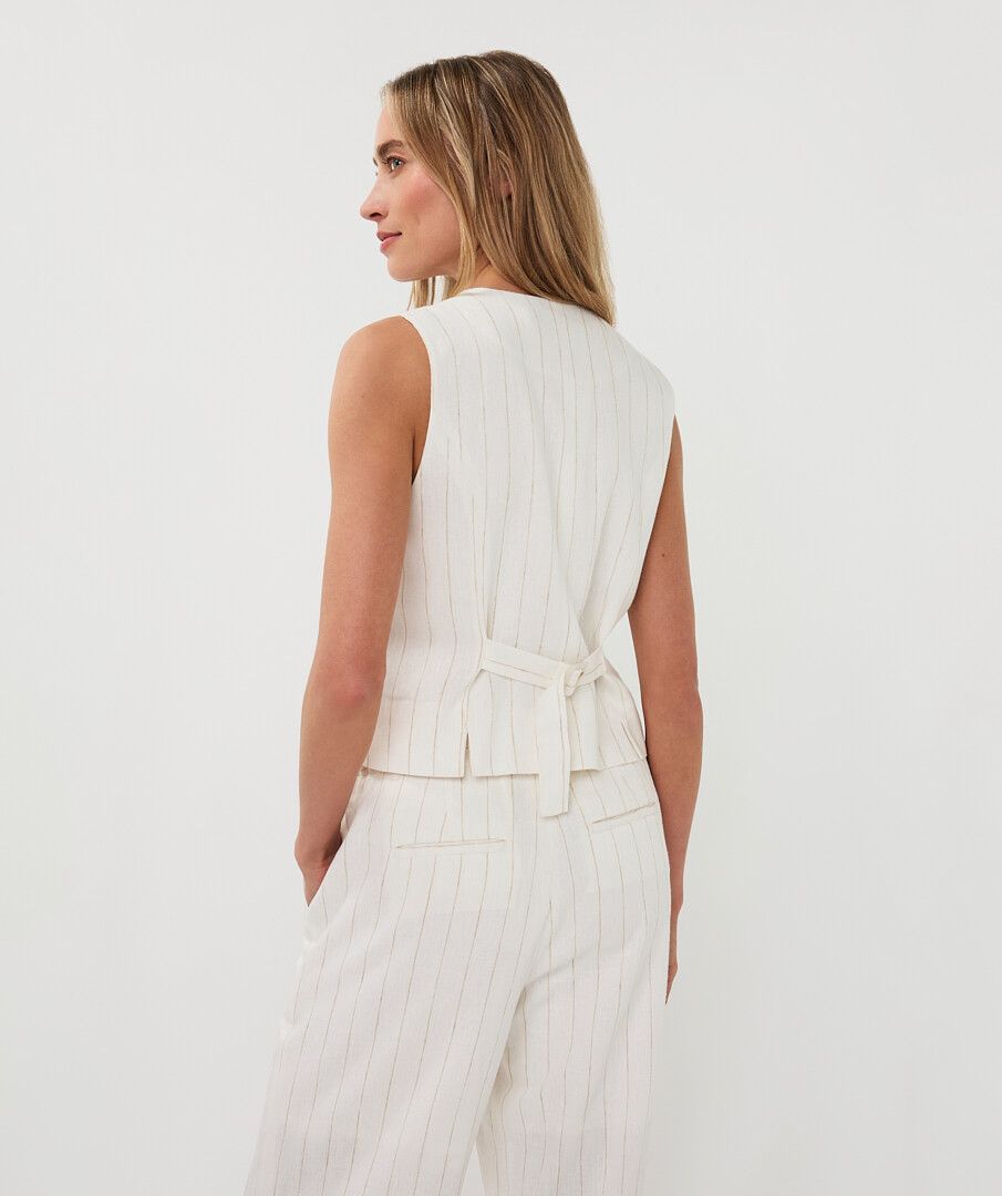 Esqualo Gilet Short Linen Striped Vest