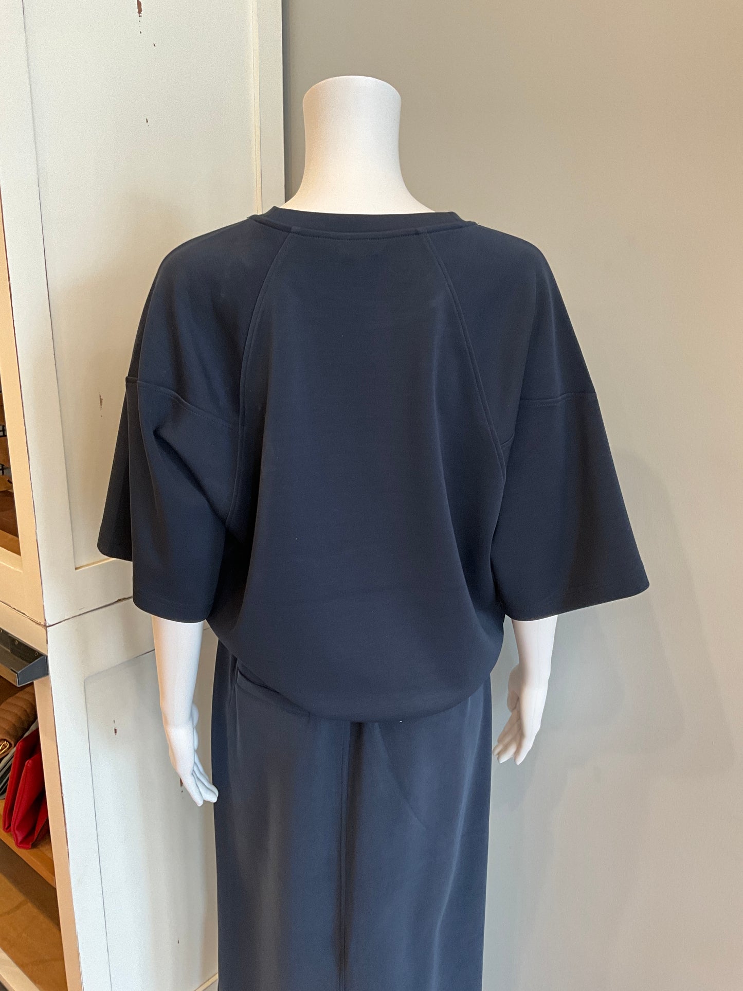 NAVY POLY TOP