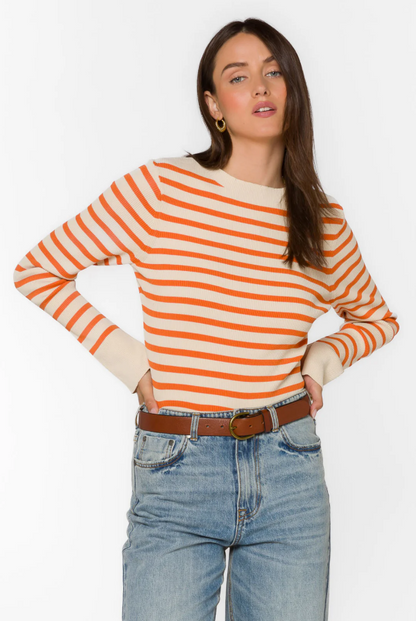 Teresa Off White Copper Stripe Sweater