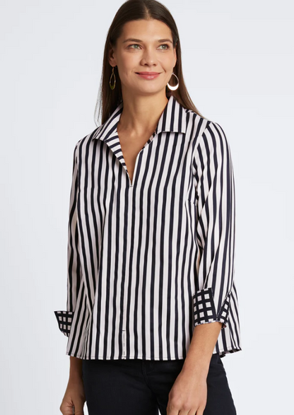 Agnes Essential Stretch No Iron Stripe & Gingham Shirt