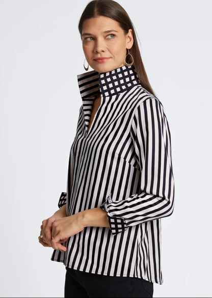 Agnes Essential Stretch No Iron Stripe & Gingham Shirt