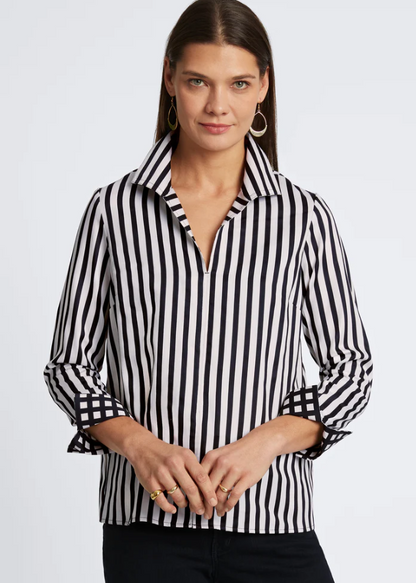 Agnes Essential Stretch No Iron Stripe & Gingham Shirt