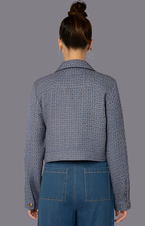 MATEO Crop Jacket Blue Tweed