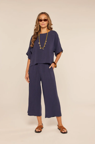 LINEN NAVY KIM TOP