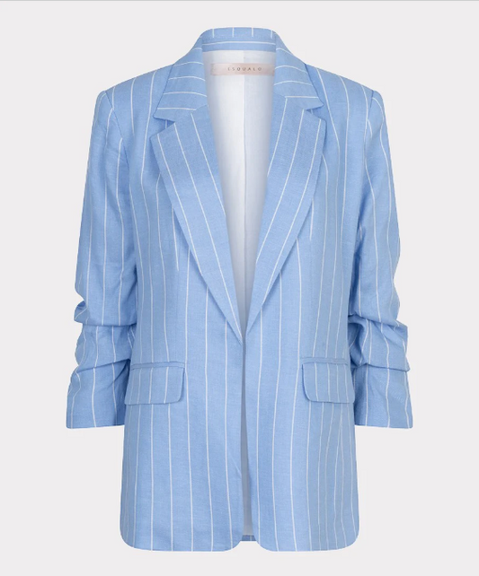STRIPED LINEN BLEND BLAZER