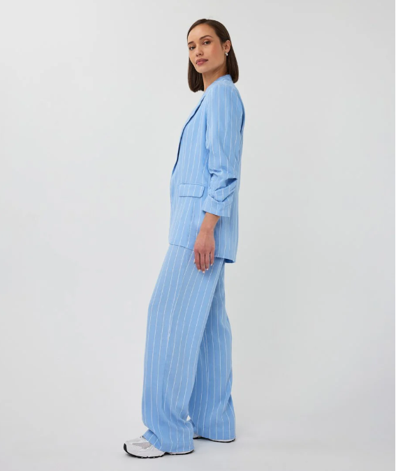 STRIPED LINEN BLEND BLAZER