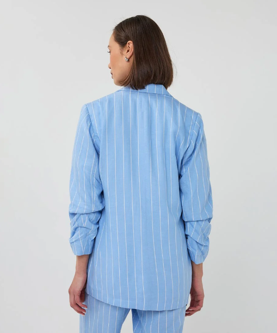 STRIPED LINEN BLEND BLAZER